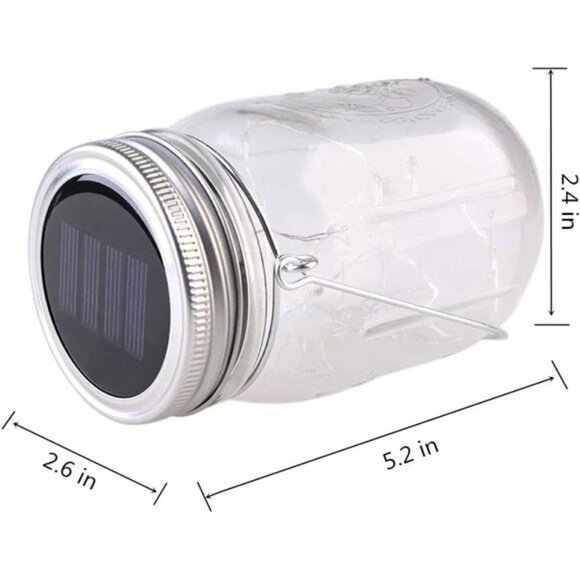 4-Pack Solar-powered Mason Jar Lights (Mason Jar / Handle Included),20 Bulbs Jar - Picture 6 of 8